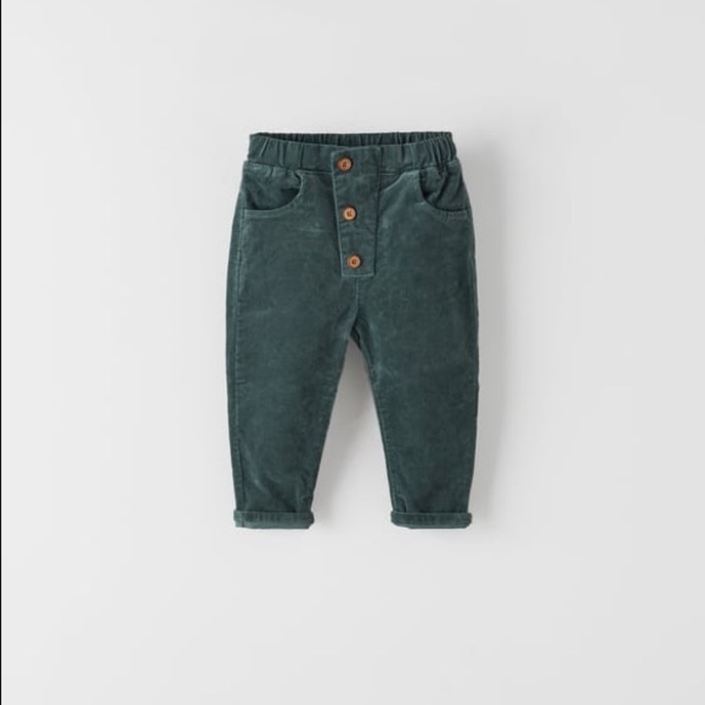 Velvet Wrap Front Pants - Duck Blue